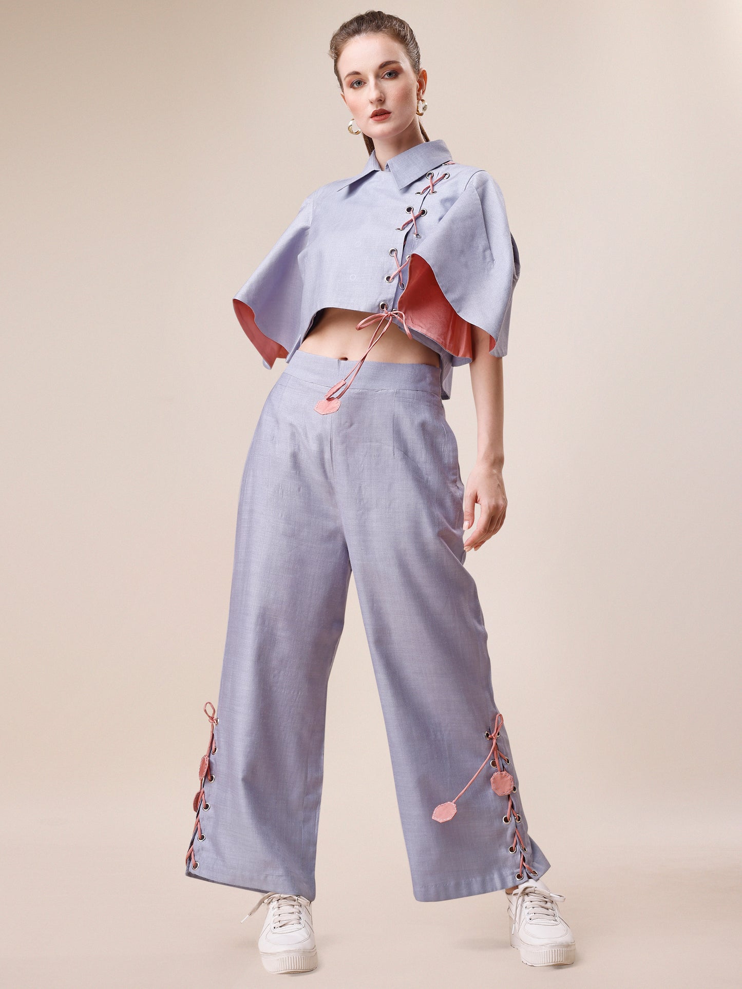 Eyelet Detail straight Pants