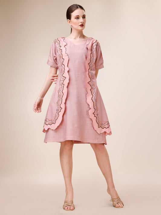 A - Line Dress with attached cutwork Jacket