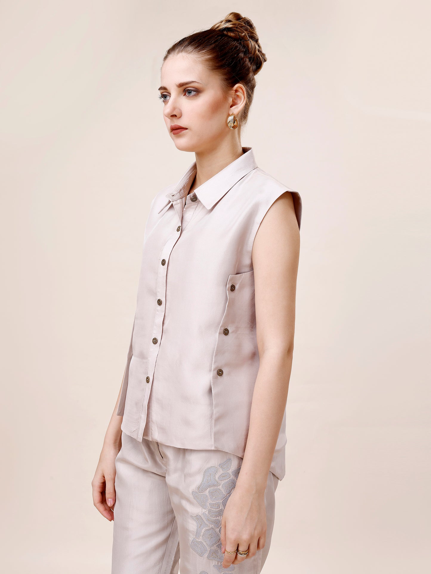 Shirt with Buttoned Seam