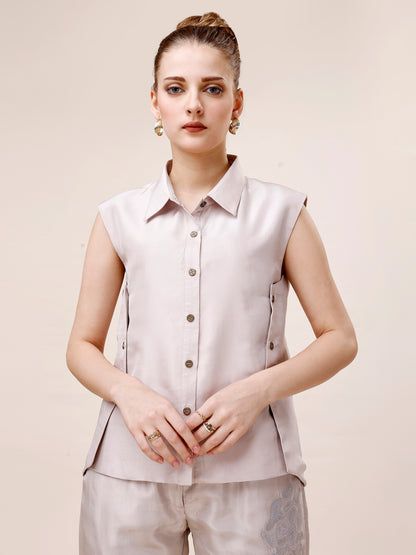 Shirt with Buttoned Seam