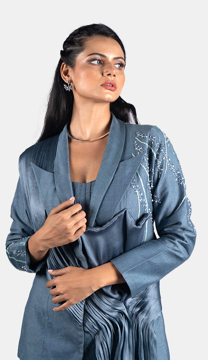 Pleated Blazer Set