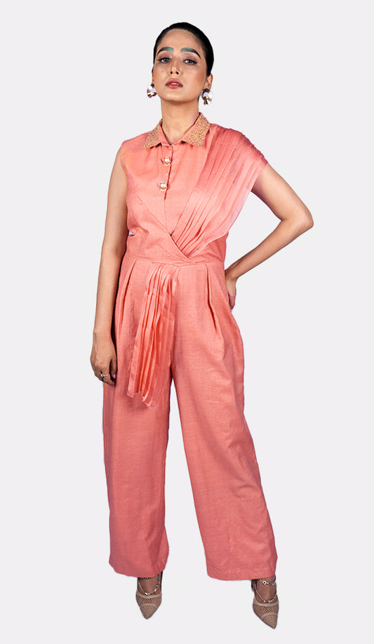Jumpsuit with pleated Organza