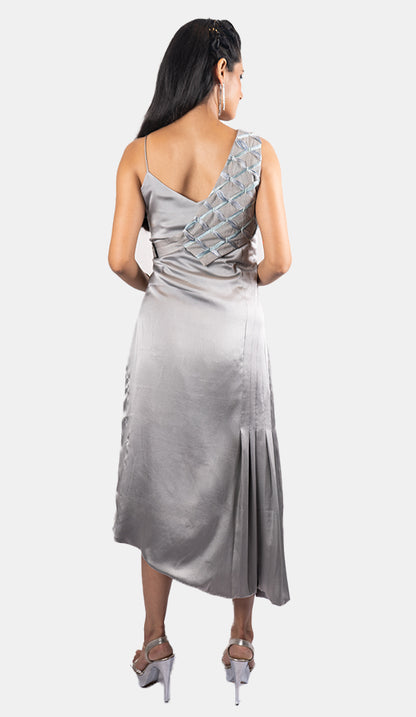 Pleated Slip Dress with Shoulder belt