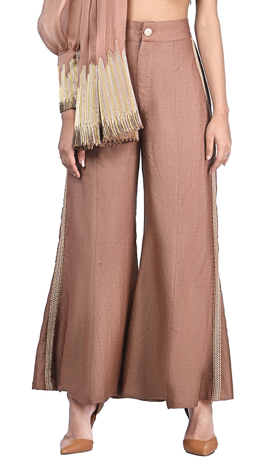 Pleated Organza Bell Bottoms