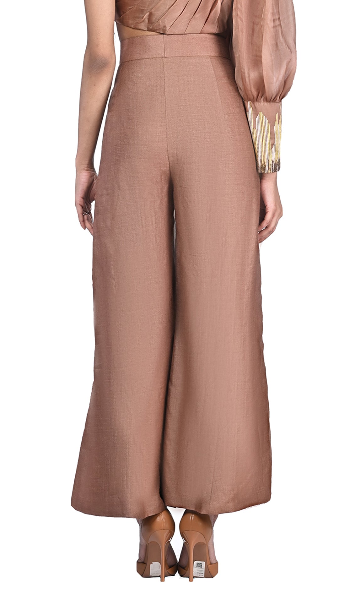 Pleated Organza Bell Bottoms