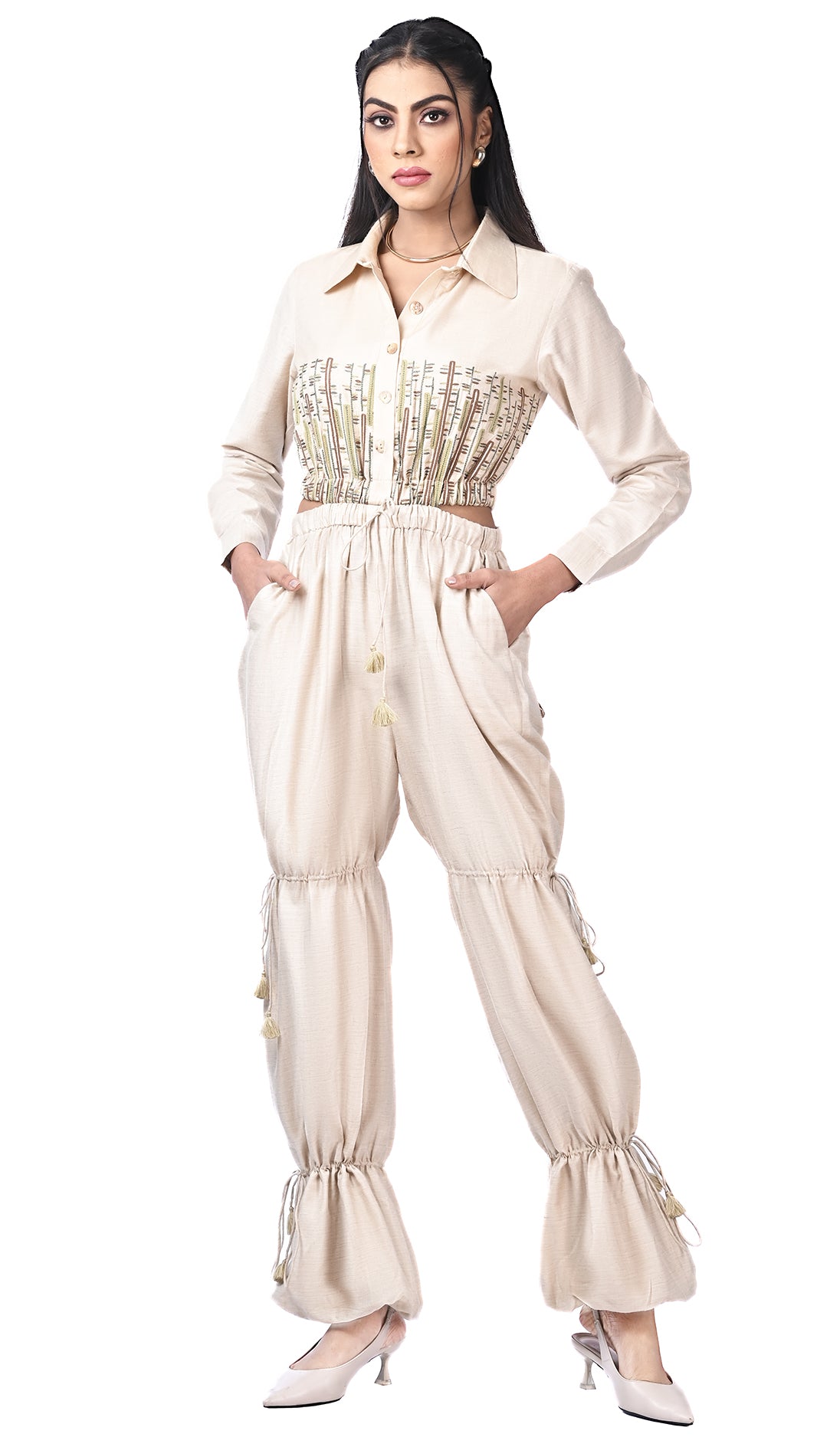 Adjustable Lowers, embroidered Jumpsuit