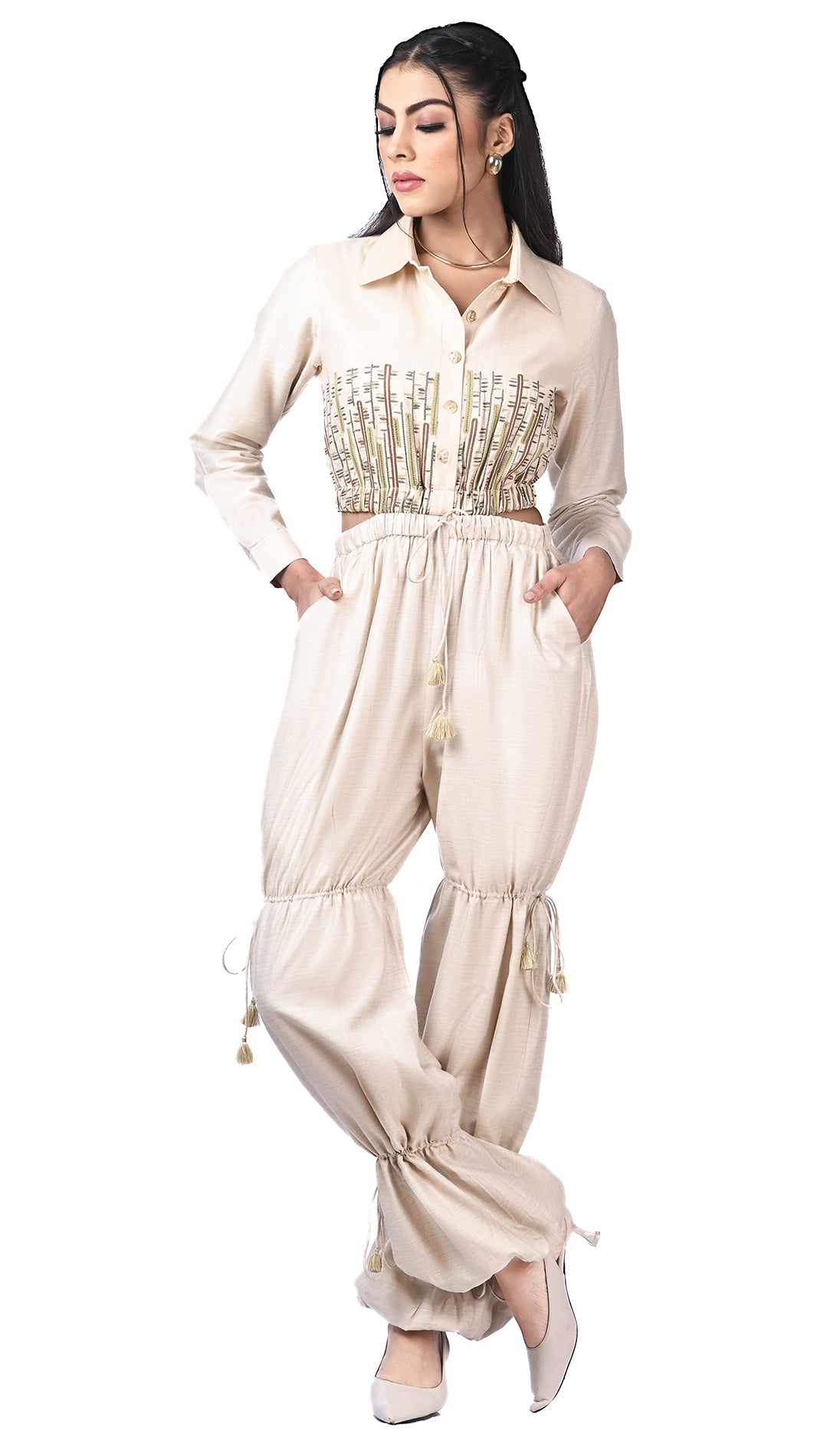 Adjustable Lowers, embroidered Jumpsuit