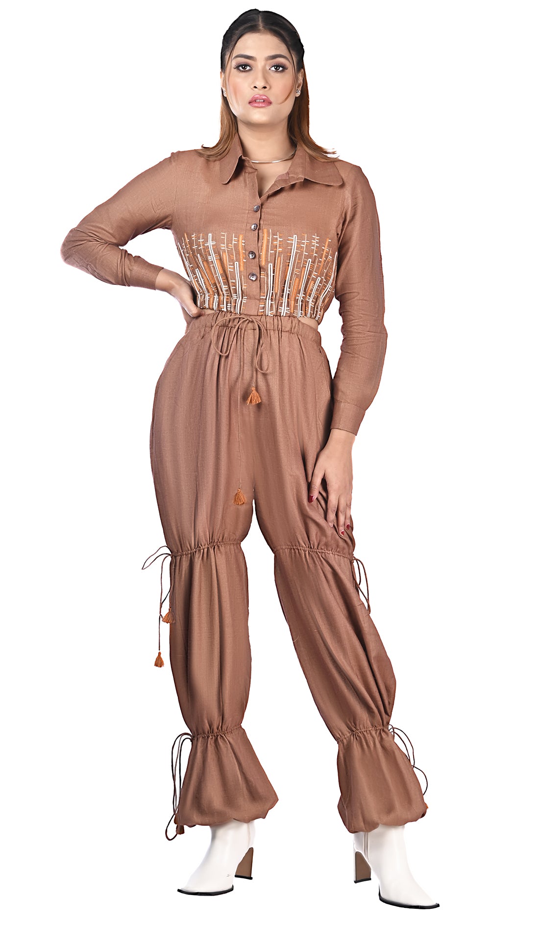 Adjustable Lowers, embroidered Jumpsuit