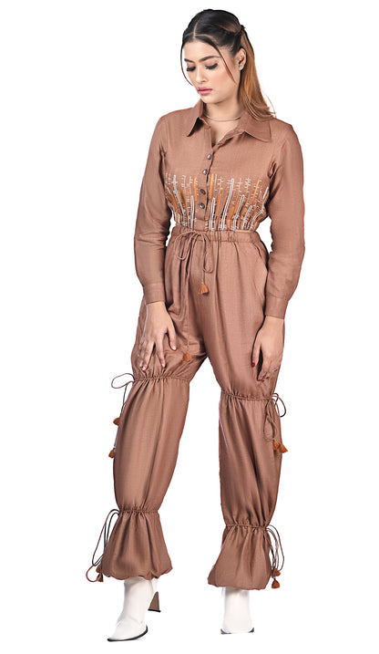 Adjustable Lowers, embroidered Jumpsuit