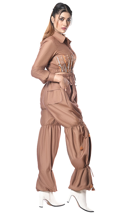 Adjustable Lowers, embroidered Jumpsuit