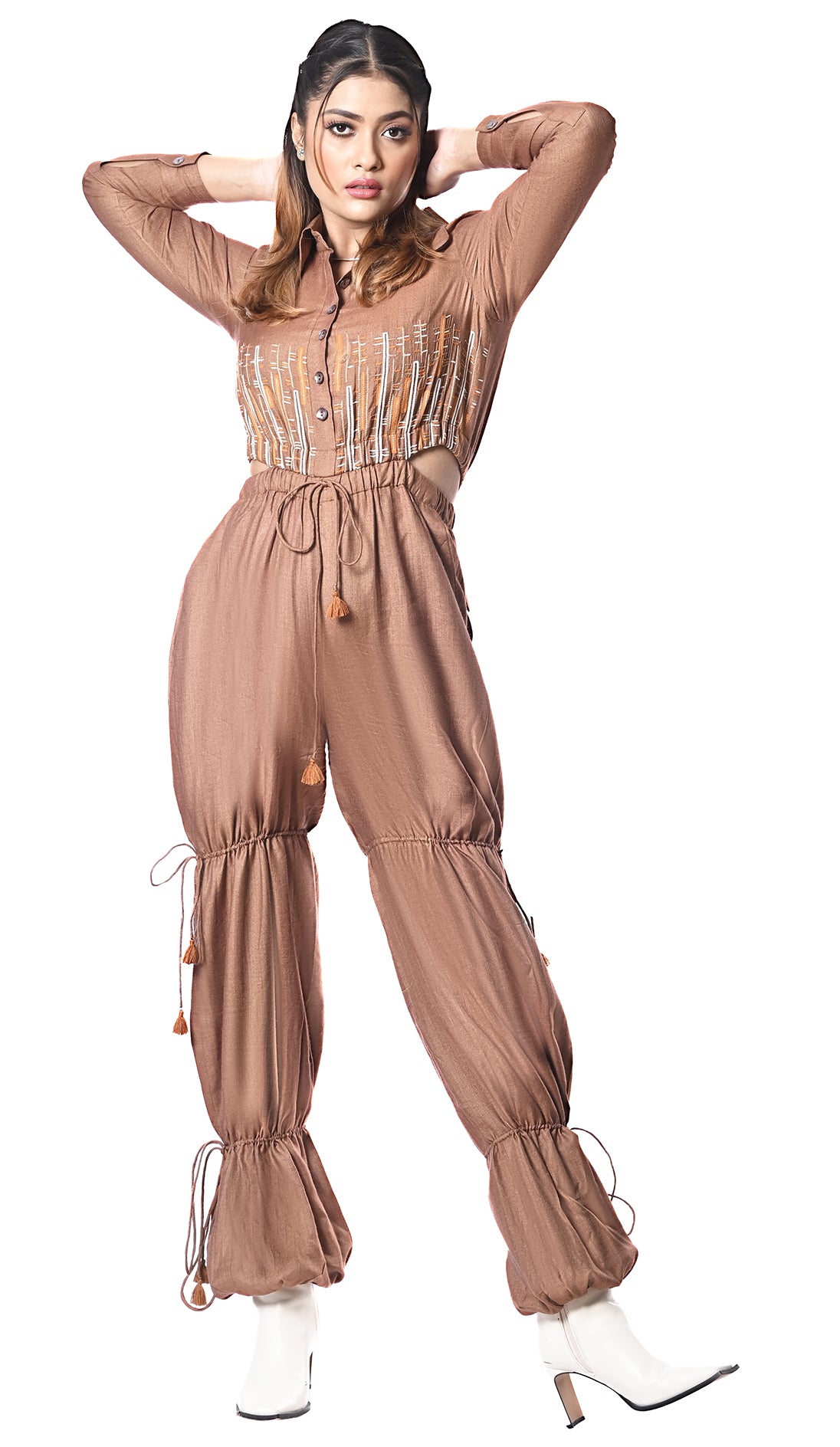 Adjustable Lowers, embroidered Jumpsuit