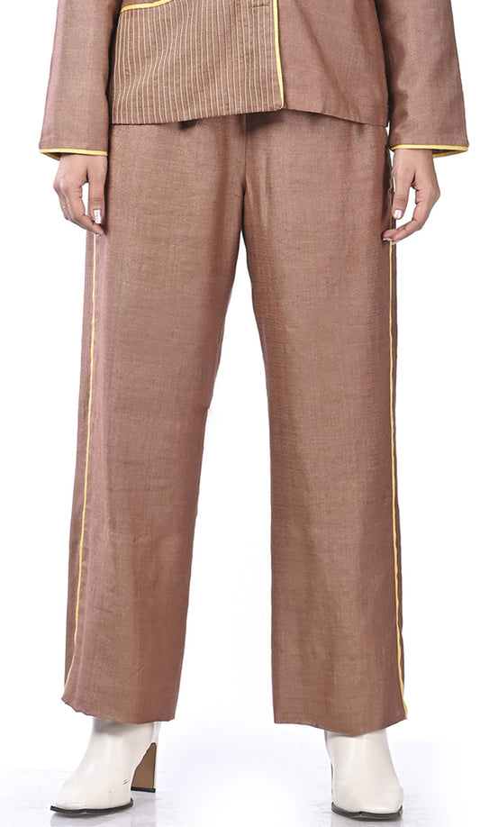 Straight Pants with Piped Sides