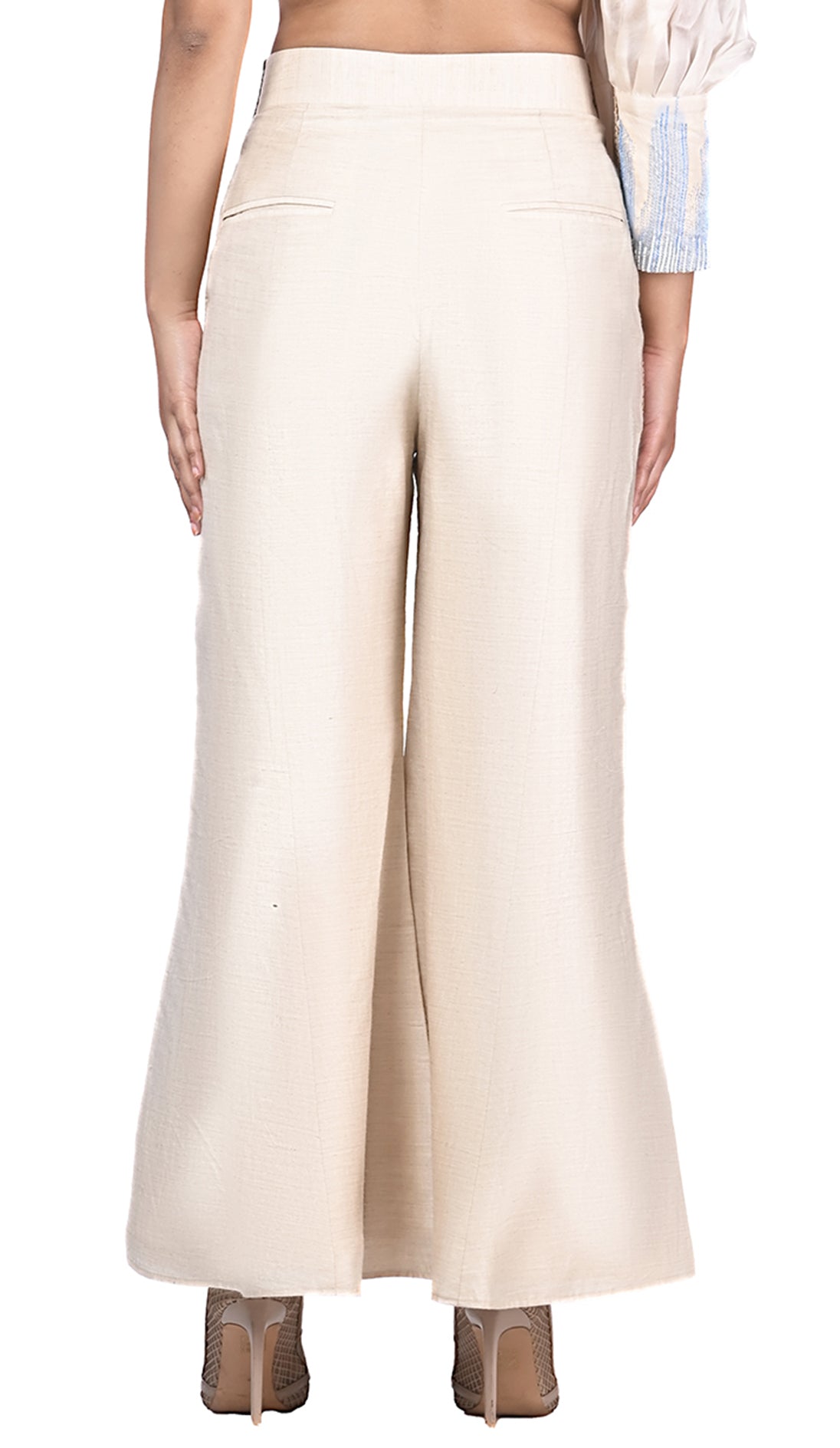 Pleated Organza Bell Bottoms